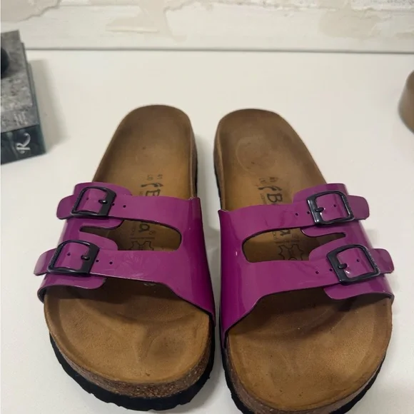 Birkenstock Women's Ibiza Purple Betula Flor Double Strap Sandals - Picture 6 of 10
